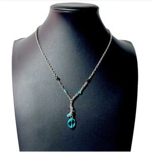 Tassel Crystal Bohemian Necklace Silver Tone 16-18.5"